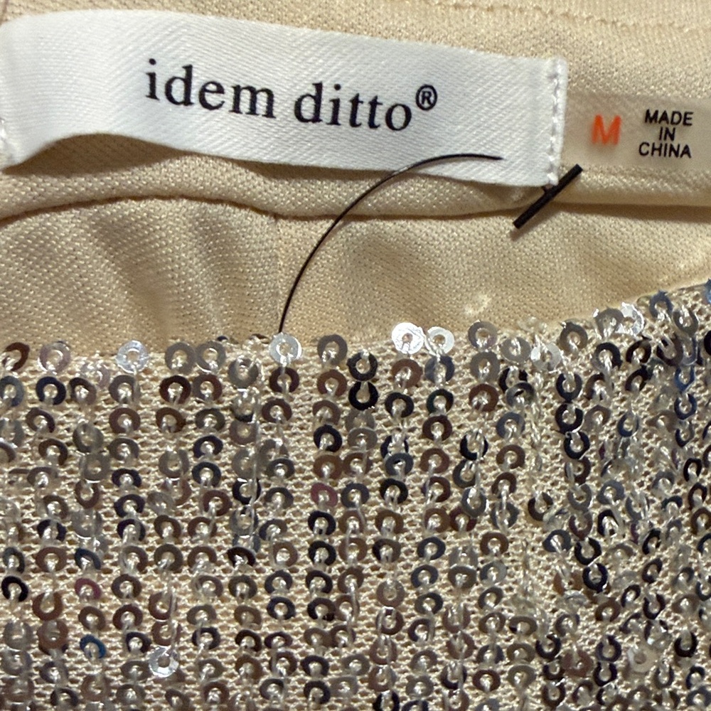 Women’s silver sequin stretch flare pants size medium by ‘idem ditto’ - Picture 2 of 8